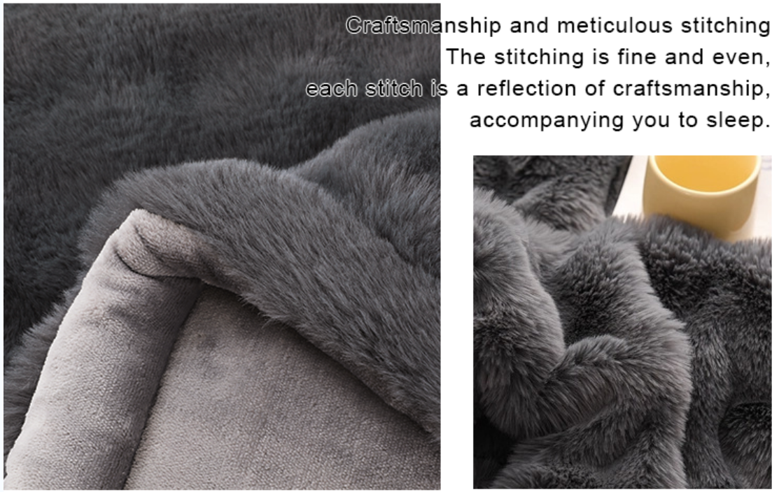 Faux Rabbit Fur Electric Throw Blanket Details