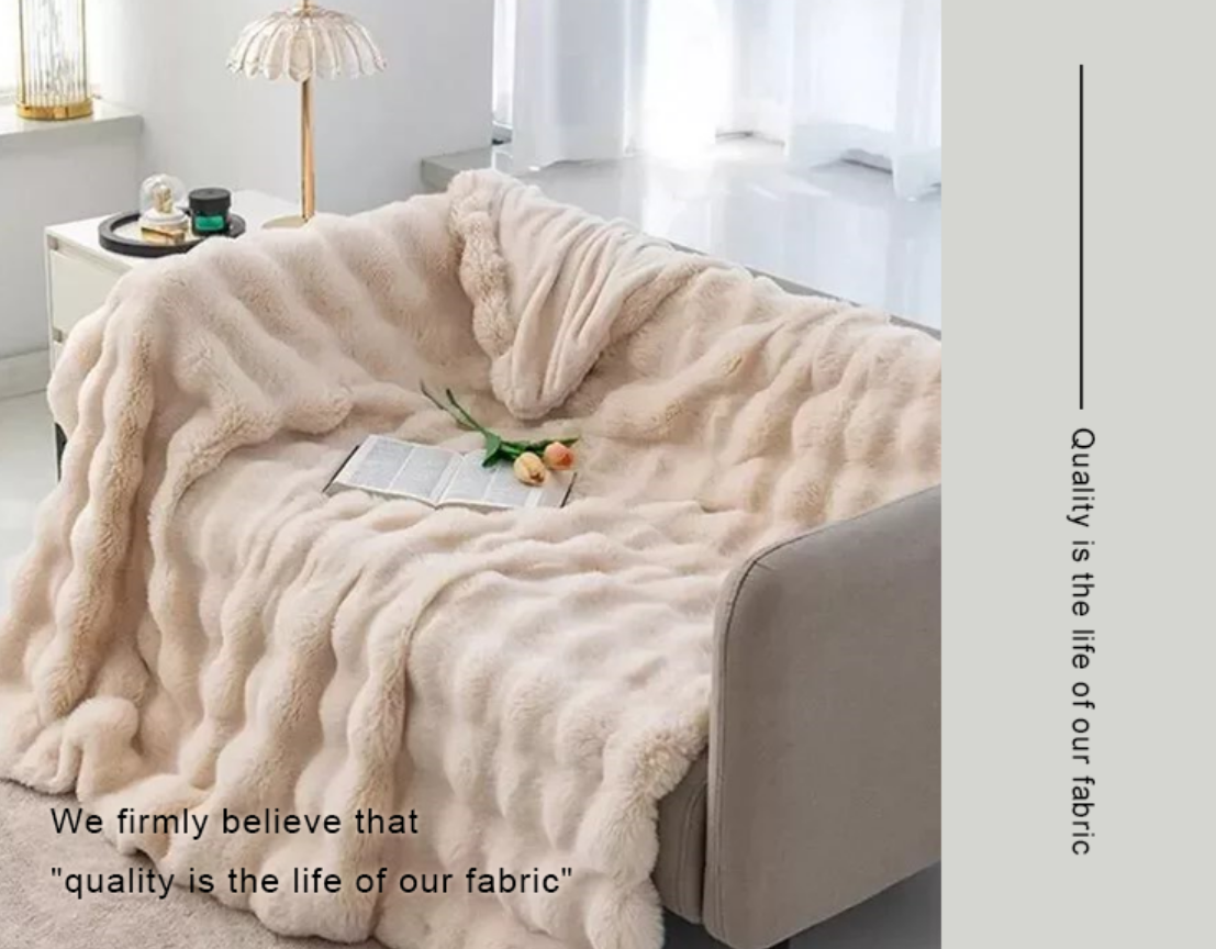Faux Rabbit Fur Electric Throw Blanket Details